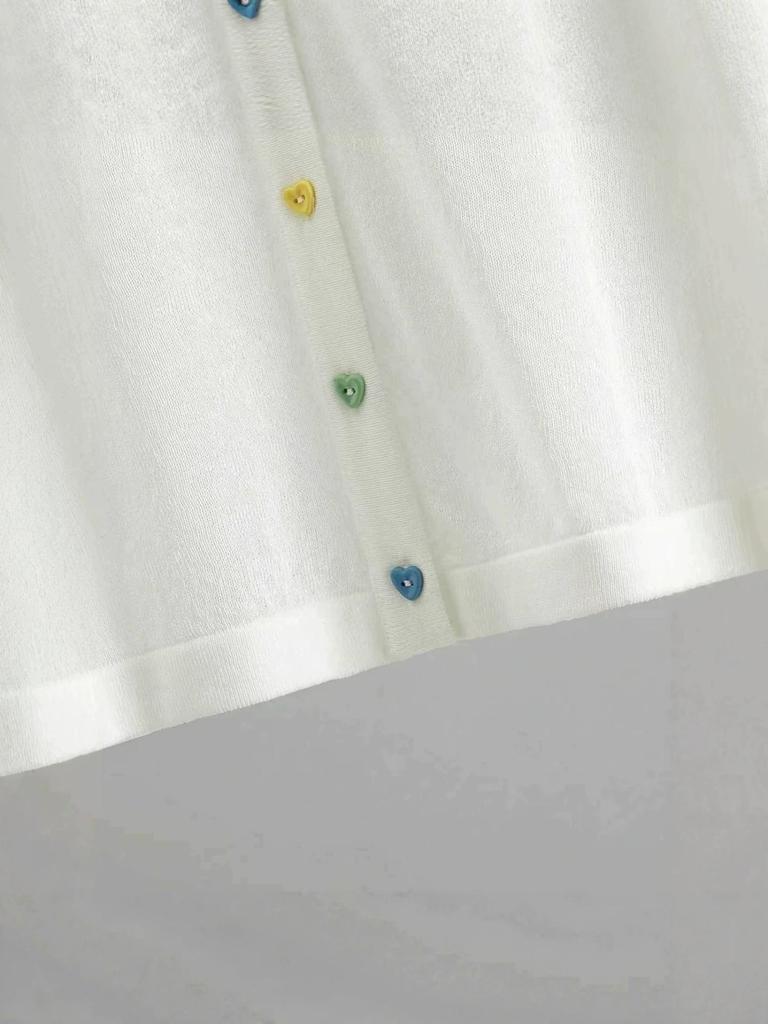 Women's V-Neck Rainbow Button Ice Silk Cardigan - Breathable Sun Protection Outerwear