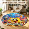 Round Rug Custom NameSpongeBob Pattern Non Slip Carpet Home Floor Decor