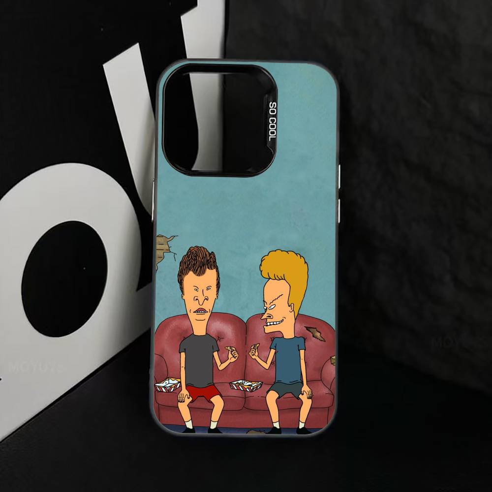 Beavis & B-Head Phone Case For iPhone 17,16,15,14,13,12,11 Plus,Pro Max,XS,Colored Silver Plated Inside Cover