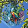 2D Tropical Rainforest & Parrot Wind Spinner – Vibrant Metal Garden Art, Whirling Outdoor Decor with Rotating Chime for Yard