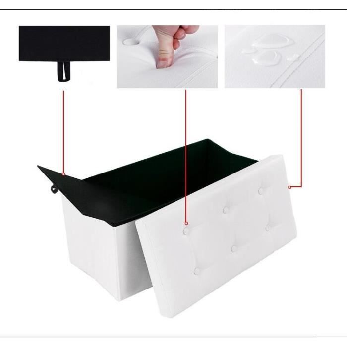 Teeno® Beanbag Sofa with Storage Box - White - 76 X 38 X 38 Cm - Faux Leather - Max 300 Kg