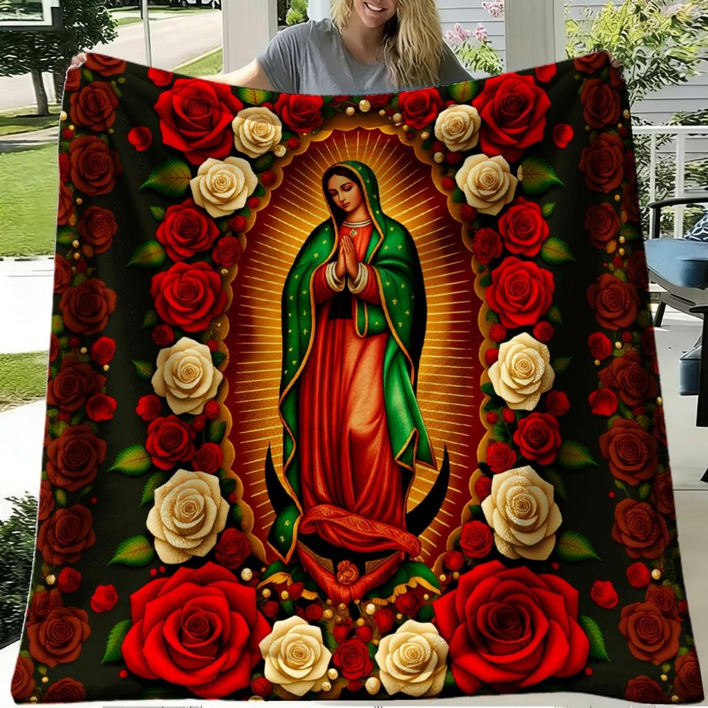 Immaculate Heart of Mary Print Decorative Throw Blanket for Sofa, Bed, Home Decor, Office, Travel, and Unique Gift