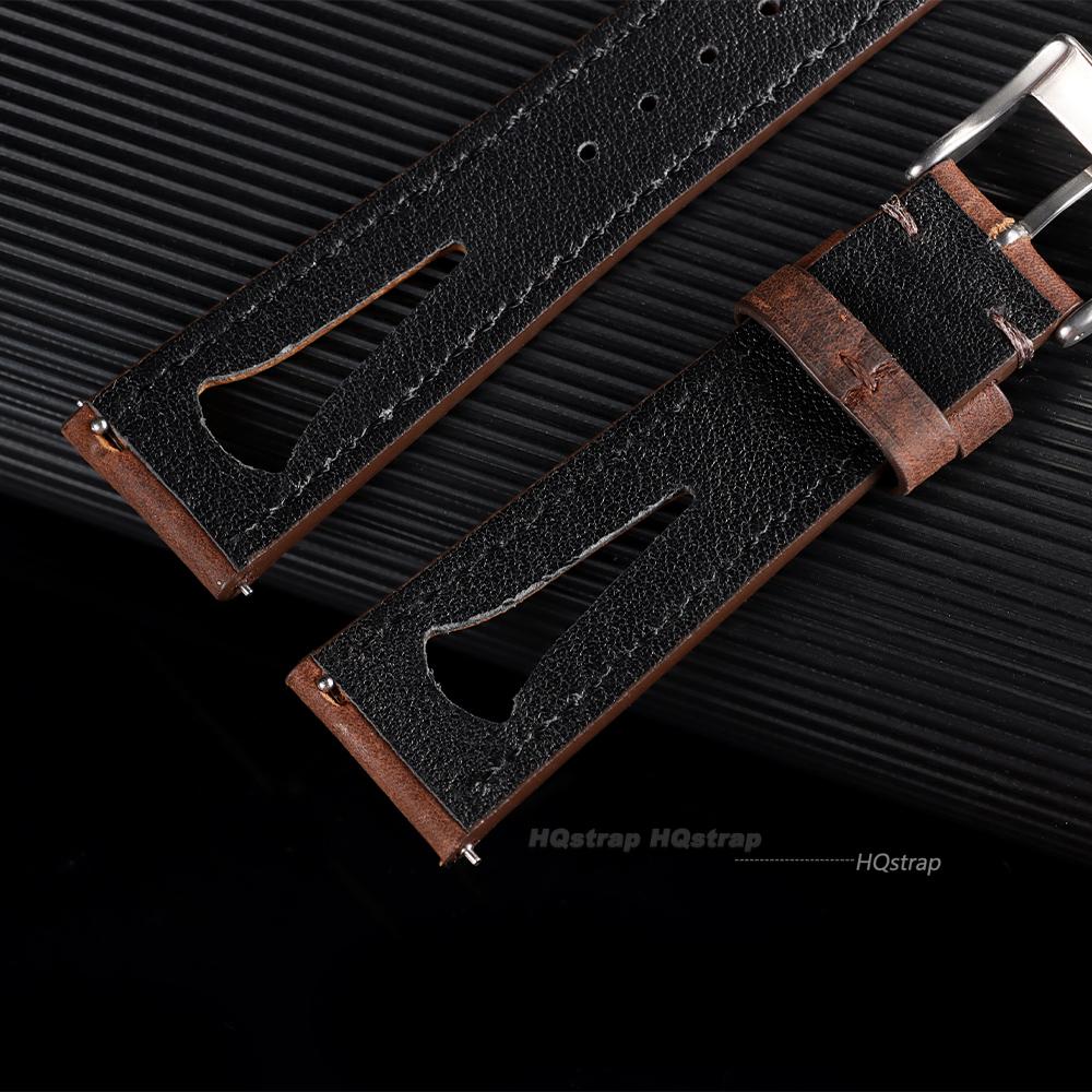 Oil Wax Leather Watchband Retro Cowhide Strap 20mm 21mm 22mm 24mm Breathable Waterproof Wristbelt Quick Release Bracelet
