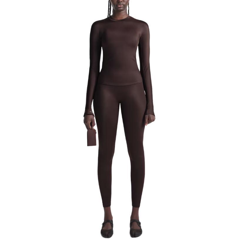 Nike X SKIMS Shine Collaboration Solid Slim Fit Long Sleeve T-Shirt Women Tops IR5080-249
