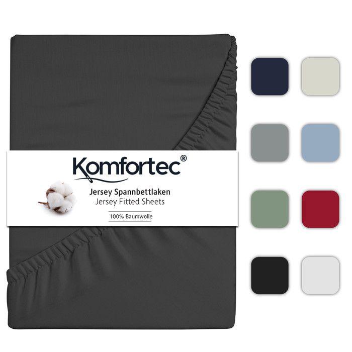 Arborescence Hoeslaken - Komfortec - 90x200 Cm - 100% Katoen - Antraciet - Wasbaar Op 60°c