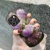 Pink Crystal Flower For iPhone 16 15 14 13 Plus 12 Mini 11 Pro Max XR Xs X 7 8 6 6S 2022 Elliptical Tempered Glass Phone Case
