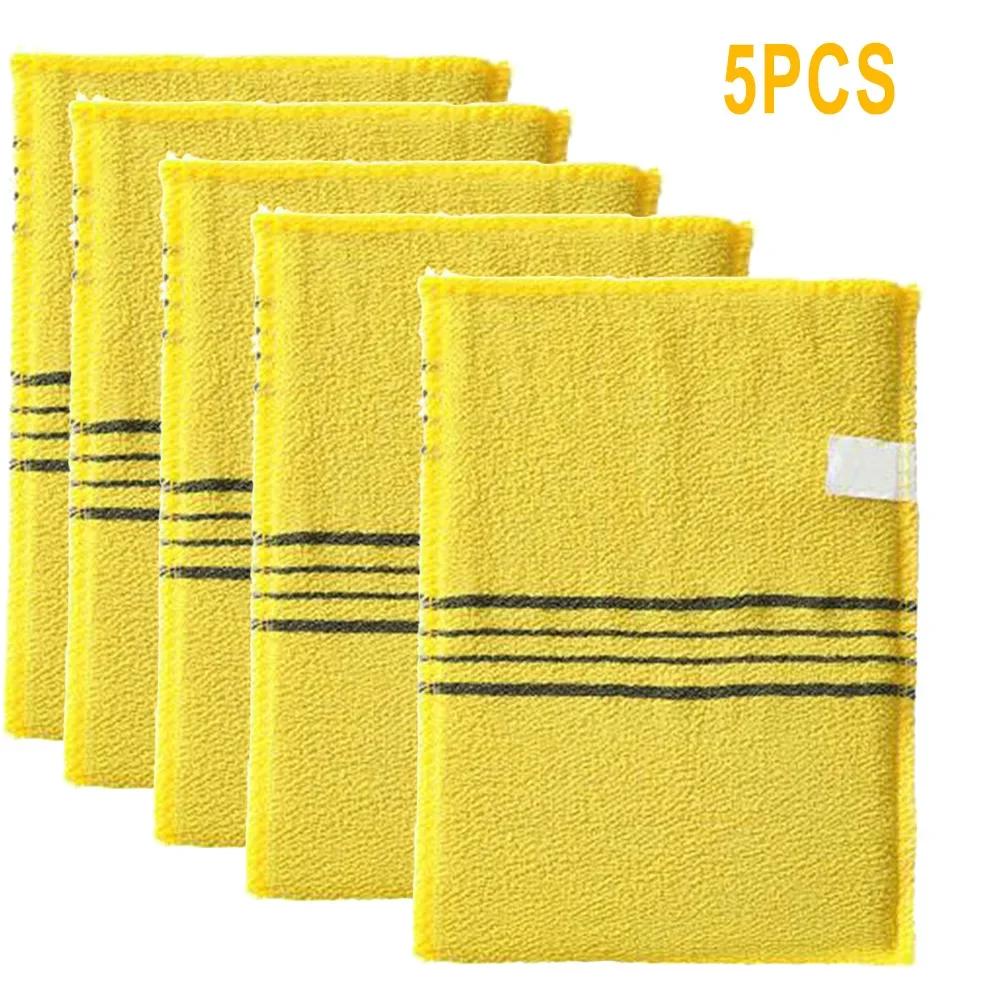 

5Pcs Korean Italy Asian Exfoliating Bath Washcloth Body Scrub Soft Towels For Shower Body Brush Towel SPA Foam Body Massage жовтий