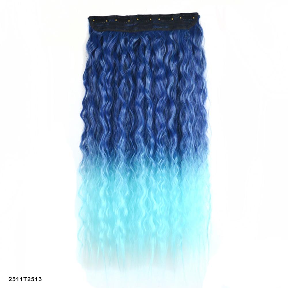 Kinky Curly Hair Clip In Hair Extension One Piece With 5Clips Colorful Ombre Color Cosplay Hairpieces