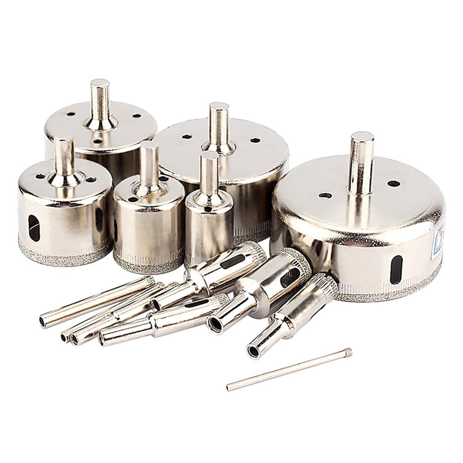 

14Pcs set 3‑70mm Diamond Coated Hole Saw Drill Bit Cutter for Glass Marble Tile белый