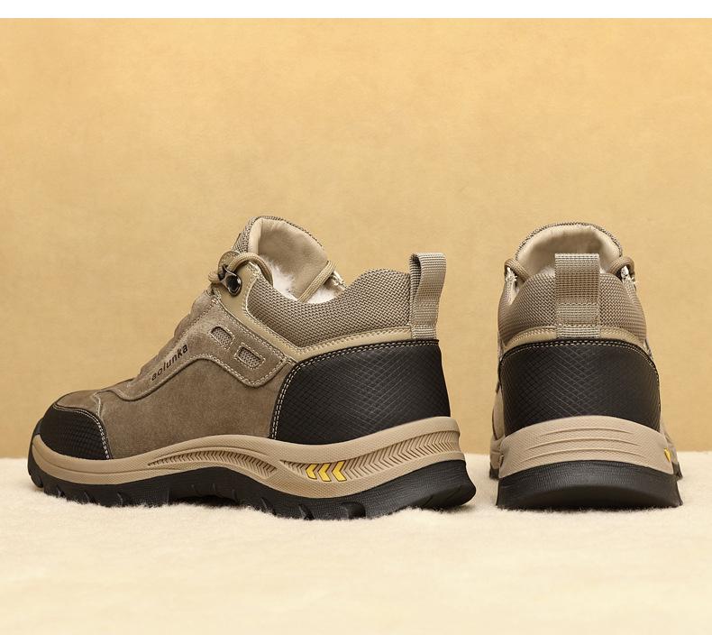 Men's 2024 Genuine Leather Velvet-Lined Snow Boots - Thick, Warm, Outdoor Workwear Shoes