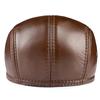 Mens Beret Real Leather Flat Cap Brown Earflaps Warm Autumn Winter Gatsby Driver Ivy Hat Newsboy
