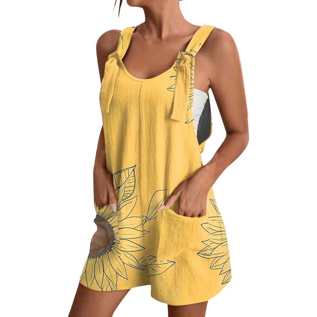 Women's Fashion Floral Print Jumpsuit Casual Jumpsuit Shorts