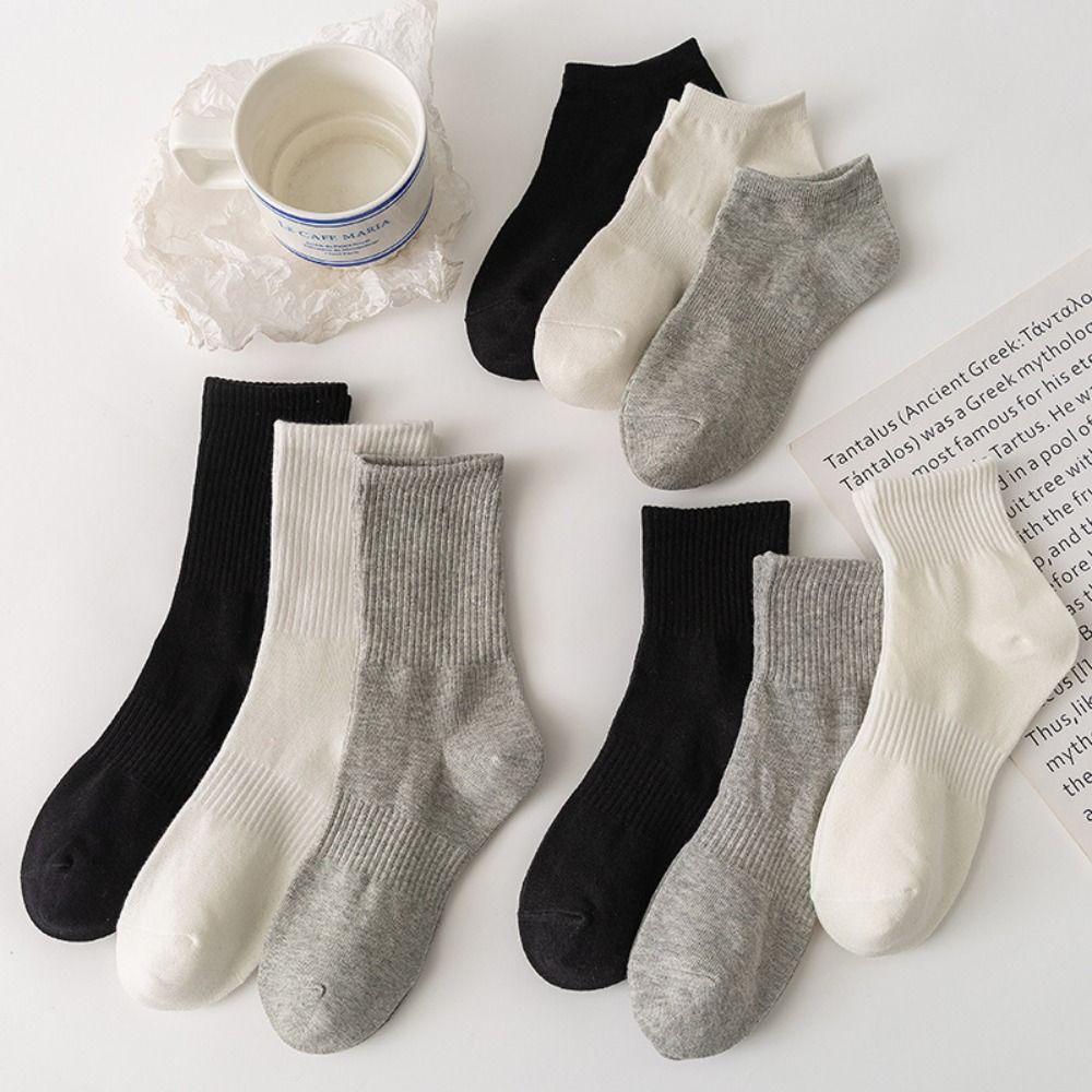 

10 Pairs Mid-calf Men s Solid Socks Tube Ankle Socks for Women Comfortable Summer Short Socks Boy grey 10pairs style3