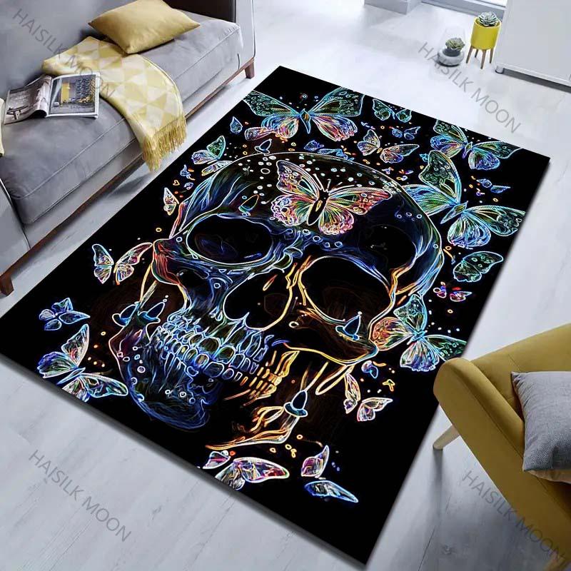 Fantasy Butterflies and Skulls Print for Carpet Living Room Bedroom Bedside Floor Mat Home Decor Sofa Room Area Rug