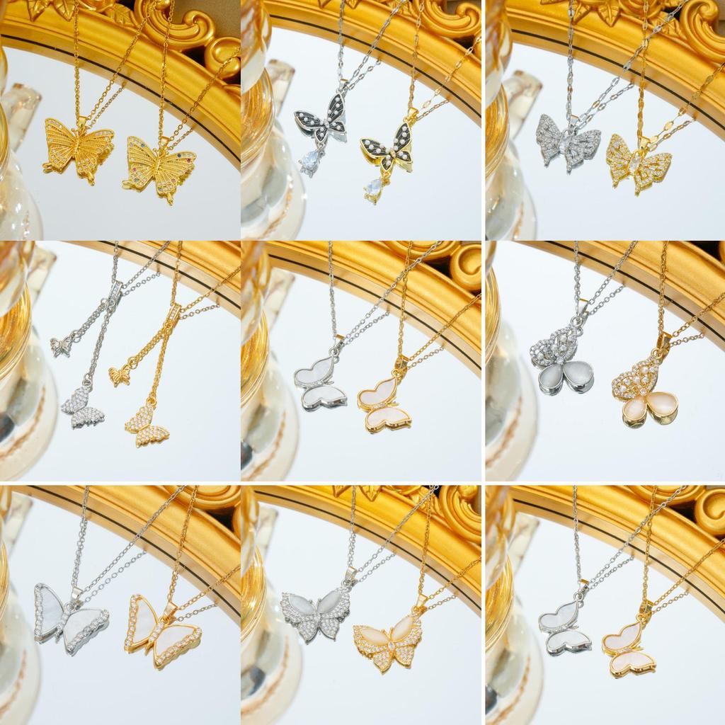 Titanium Steel Zircon Butterfly Pendant Necklace - Simple & Versatile Clavicle Accessory