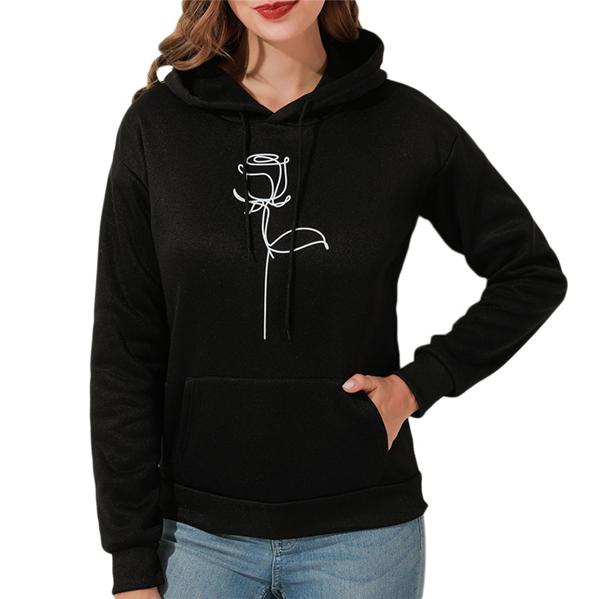 Suéter de Pareja Graffiti Rosa Flor Camiseta Estampado Simple