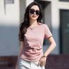 Summer Women's Solid Colour Round Neck Slim Versatile Half-sleeved Casual Cotton Short-sleeved T-shirt