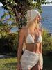 Wit Kant Driehoek Bikini Set: Drie Delig Sexy Dames Badpak voor Vakantie
