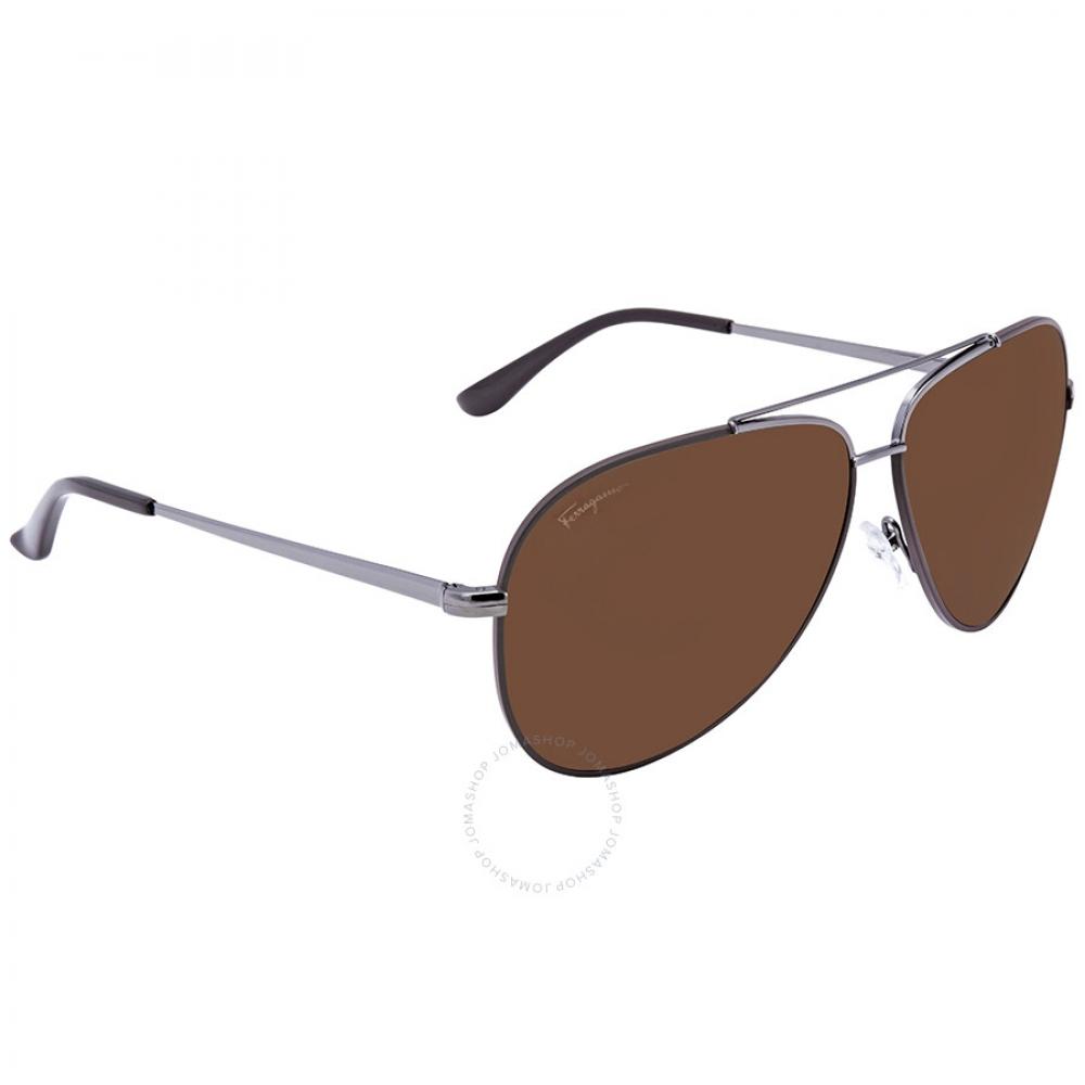 Salvatore Ferragamo Ferragamo Ciemnobrązowe Okulary Pilotki Sf131s 067 60