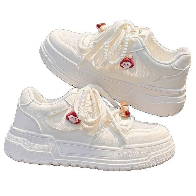 College Style Thick-soled Cartoon Little White Shoes Women's New Mesh Breathable Casual Shoes Versatile Board Shoes
