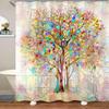 Colorful tree flower shower curtain fabric bathroom decoration with 12 hooks 180x 180cm bathtub shower curtain