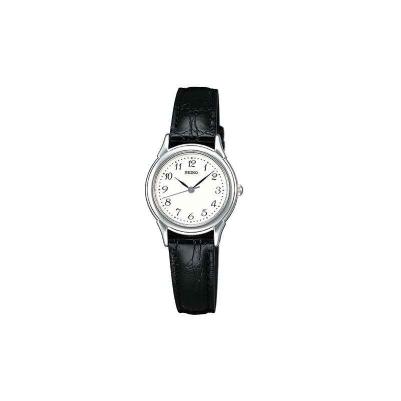 SEIKO SELECTION 30 meters waterproof women s watch black leather strap Quartz leather strap women s watch white dial STTC005 чёрный