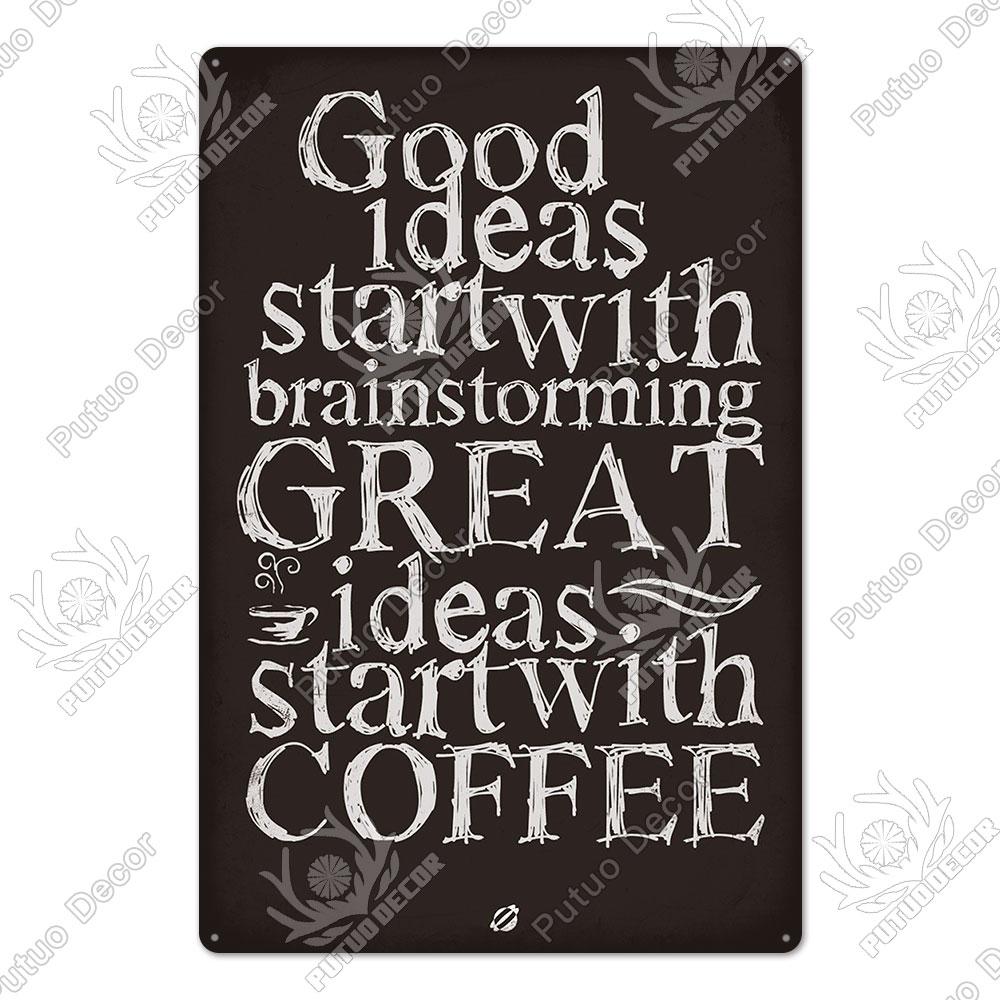 Putuo Decor Coffee Vintage Tin Metal Sign Decorative Plaque Retro Plate Cafe Kitchen Man Cave Coffee Bar Club Wall Decoration