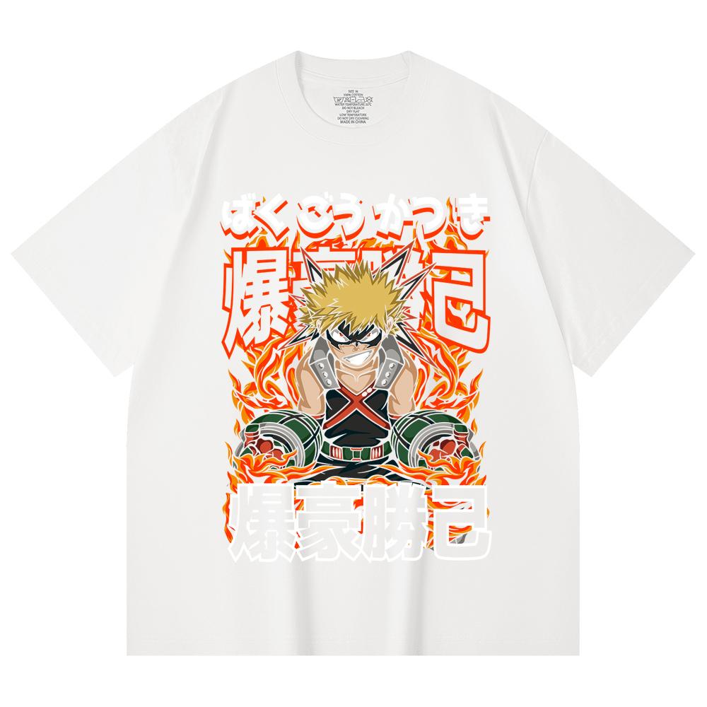 230 Gsm 100% Cotton My Hero Academia V13 Bakugo Print Unisex Heavy Cotton T Shirt