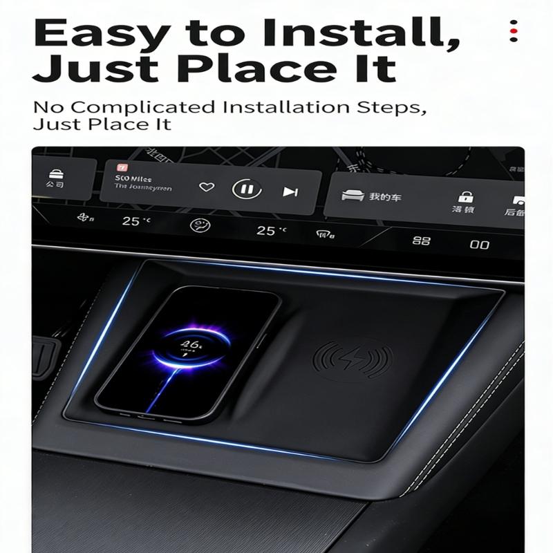 Washable Silicone Charging Pad Mat for Center Console Anti Slip Surfaces Easy to Clean Enhances Car Aesthetics Materials