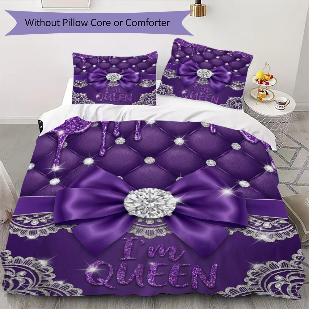 

I m Queen Bow Pattern Bedding uilt Set uilt Cover Pillowcase Home Decoration Birthday Gift (1 * duvet cover + 2 * pillowcase without core)8 135x200cm