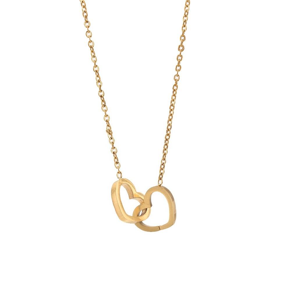 Gold Heart Necklace, Double Heart Necklace for Women Heart Chain Necklace Heart Necklaces Jewelry Gifts for Women Girls