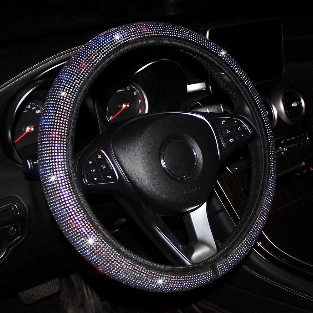 All-season dazzling steering wheel cover protection pad - anti-slip type - universal size automotive interior accessory