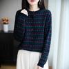 Women's Office Versatile Small Flower Wool Cardigan Elegant Fashion Knitwear Spring Autumn New Minimalist Jacket Sweater
