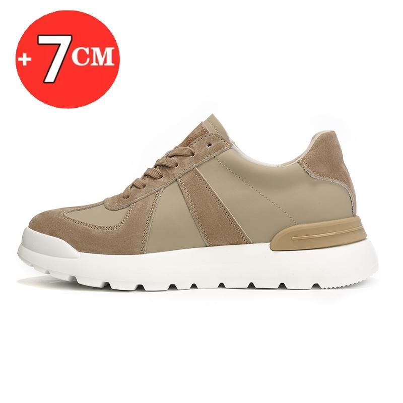 

7cm Lifting Elevator Shoes Men Genuine Leather Platform Sneakers Thick Sole & Hidden Height Increase Board Casual Sports Shoes 37