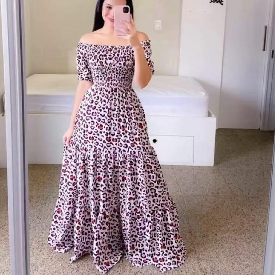 2025 European & American Women's Floral One-Shoulder Long Dress - Spring/Summer Fashion