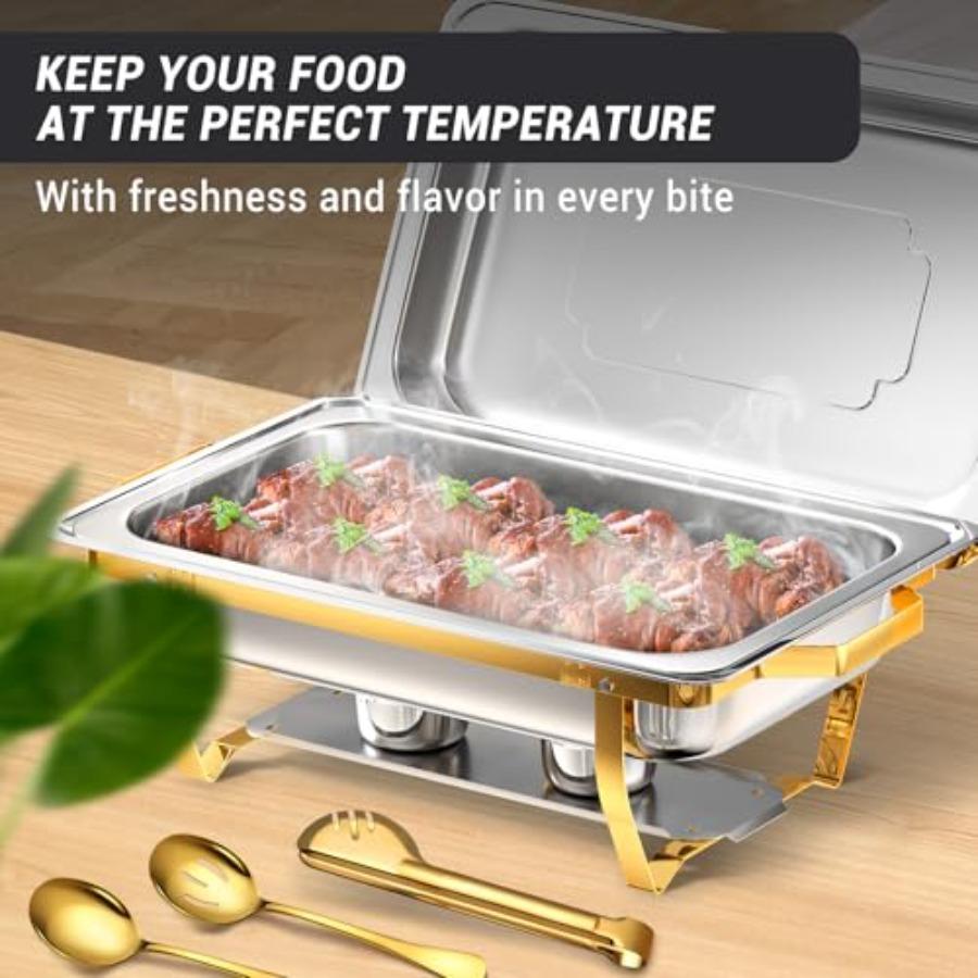 Chafing Dishes for Buffet 8 Qt High Grade Chafing Dish Buffet Set Rolled-Edge Design Food Warmers for Parties Buffet Wedding Bi