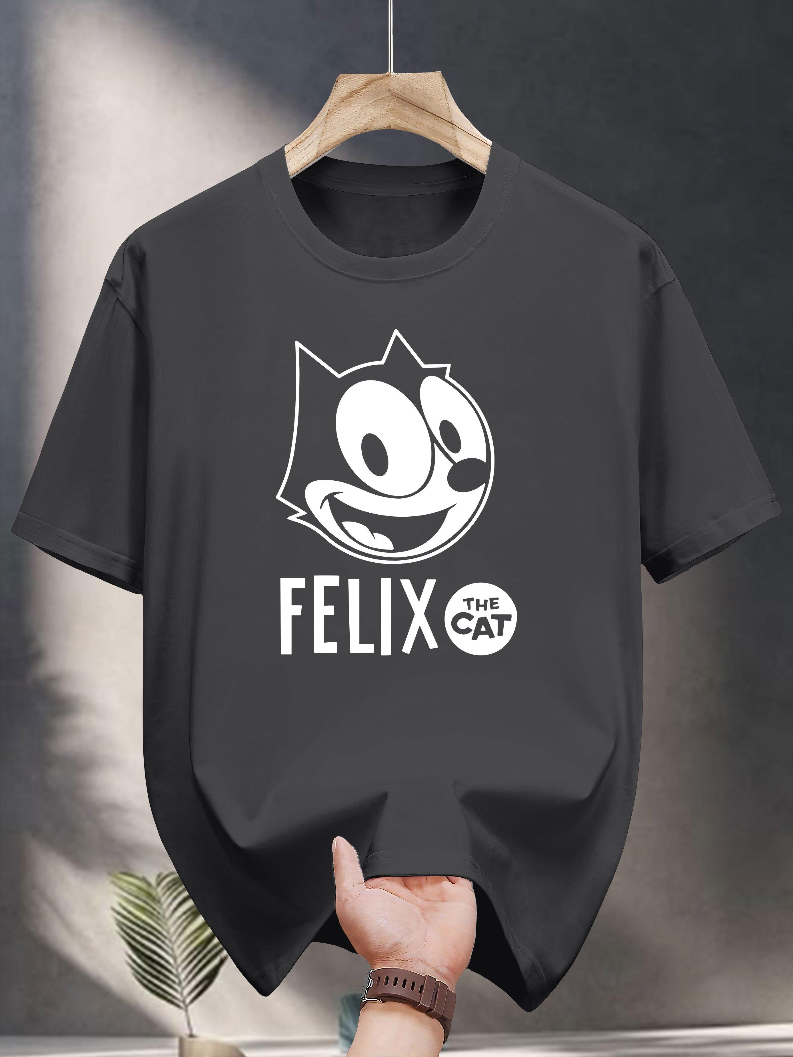 T-shirt with Felix the Cat Graphic Print - Navy Blue Casual Summer Tee S