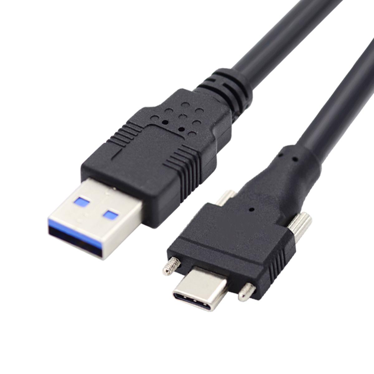 

UC-048-4.9M 4.9m USB-A 3.0 Male to Type-C 3.1 Dual Screw Locking 22AWG Data Cable for Camera (without Chip,M2 Screw) As Shown A