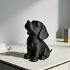 3D-gedruckte sitzende Hundefigur Moderne schwarze Welpen-Dekorationsstatue Tierform-Skulptur