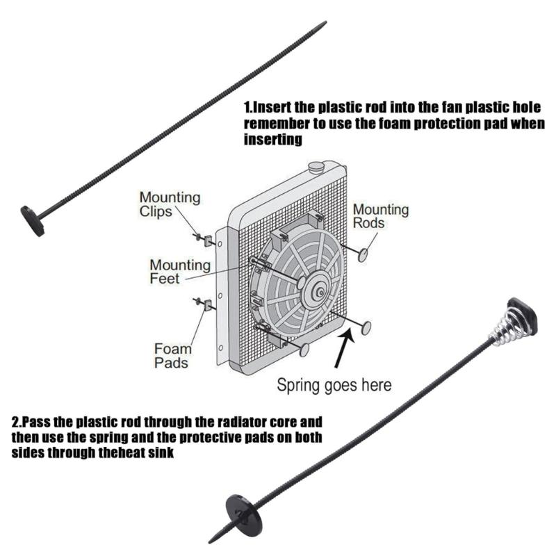 Radiator Fan Mount Zip Ties Clip Electric Transmission Coolers Tie Strap Easy Installation Universal Car Fan Mounting Kit