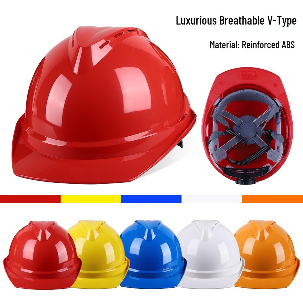 V-Shaped Fiberglass Safety Helmet - Anti-Smash, Thickened, Breathable, White