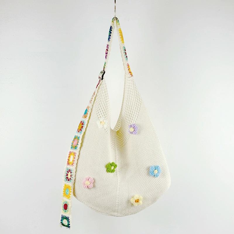 Travel leisure female commuter Mori lazy large capacity shoulder bag woven bag knitted bag leisure vacation