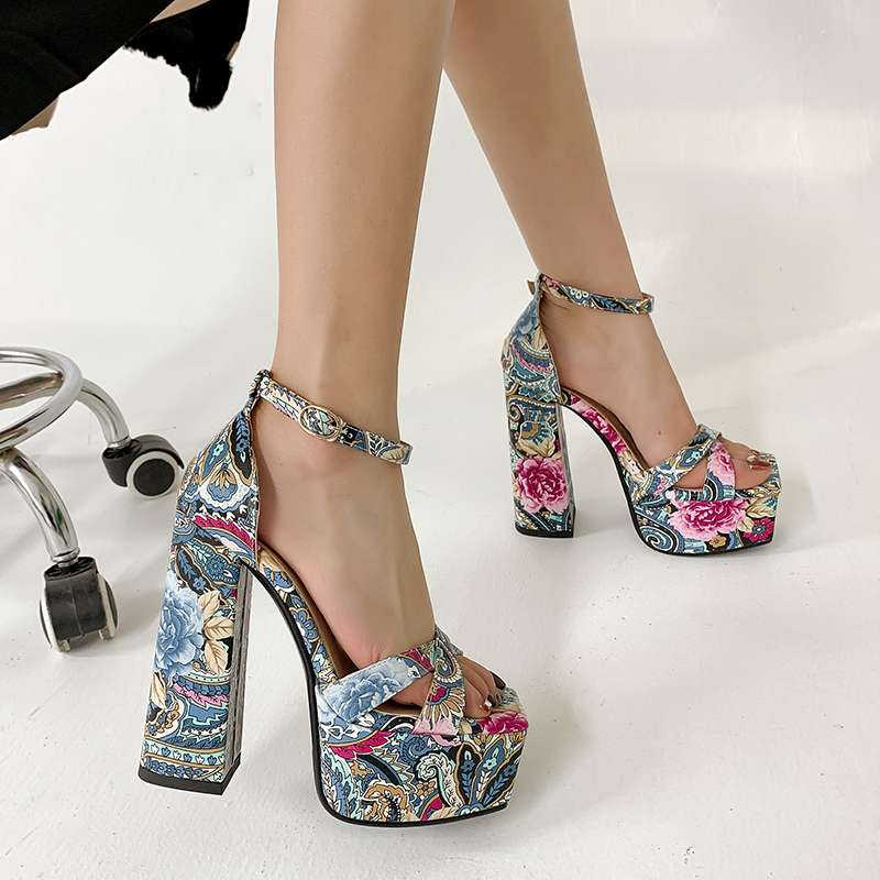 Летняя обувь Krazing Pot из искусственной кожи с открытым носком на очень высоком каблуке — фото 5