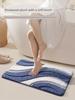 Bathroom Floor Mat with Green Gradient Texture, Absorbent Carpet for Bathroom, Simple Style, Thickened, Quick-Drying, Non-Slip Foot Mat