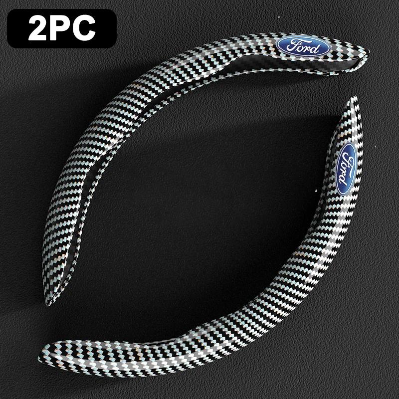 AACB1 2PCS Carbon Fiber Car Steering Wheel Cover Anti-skid For Ford F150 Ranger Fiesta Focus Transit Mustang Mondeo MK2 MK3 MK7 MAX