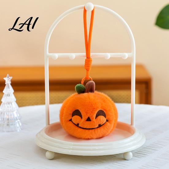 Small Halloween Decorations Pumpkin Plush Keychain Cute Spooky Stuffed Toy Pendant for Bag Charm Keys Soft Mini Doll Hanging Ornament Festival