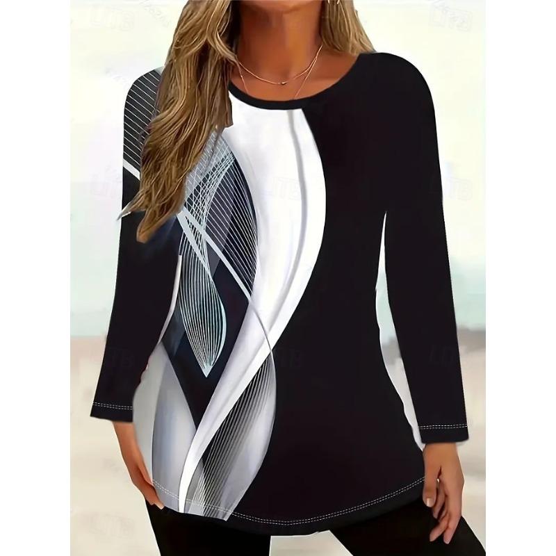 

Женская футболка с принтом под мрамор, с круглым вырезом и длинными рукавами, модный повседневный топ, одежда-пуловер 5XL