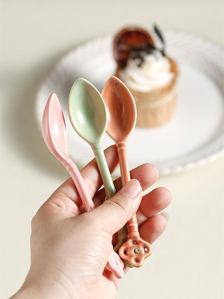 8Pcs Ceramics Coffee Spoon Afternoon Tea Tableware Accessories Kitchen Bar Counter Tools Tea Desserts Coffee Mixing Spoon
