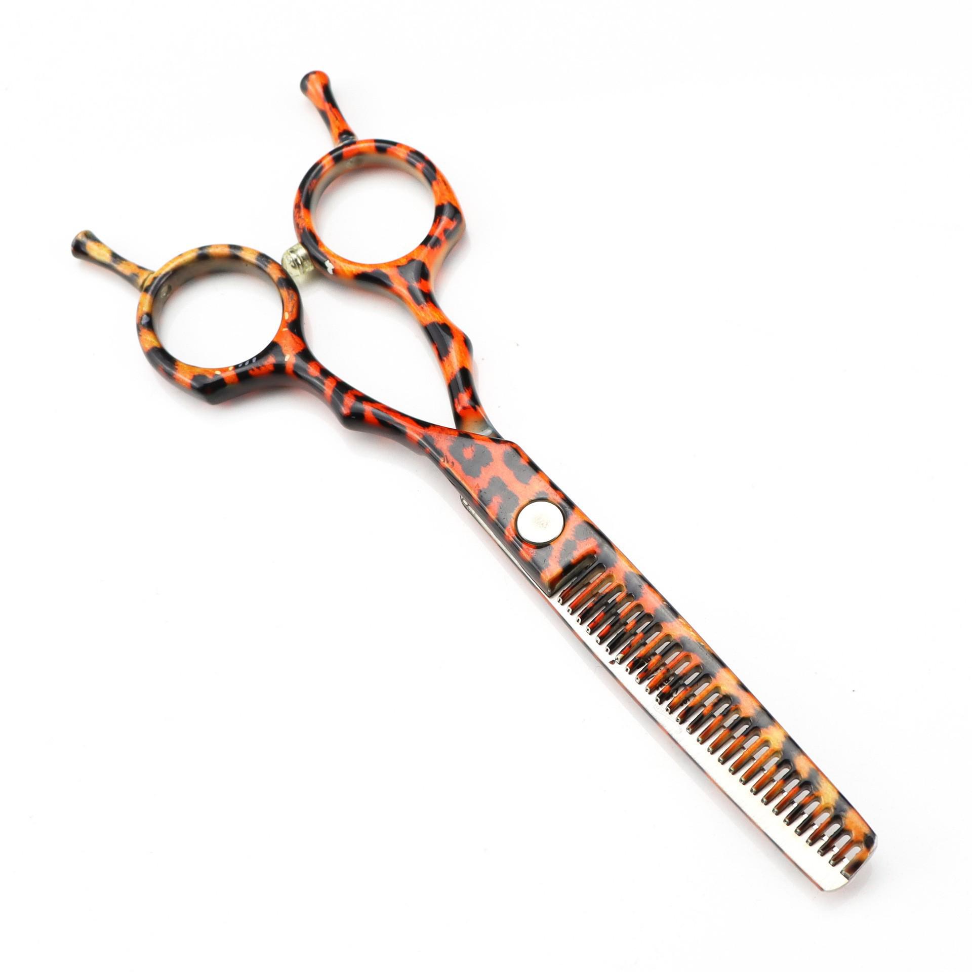 5.5 Leopard Print Hairdressing Scissors: Straight Shears, Bangs Scissors, Thinning Shears.
