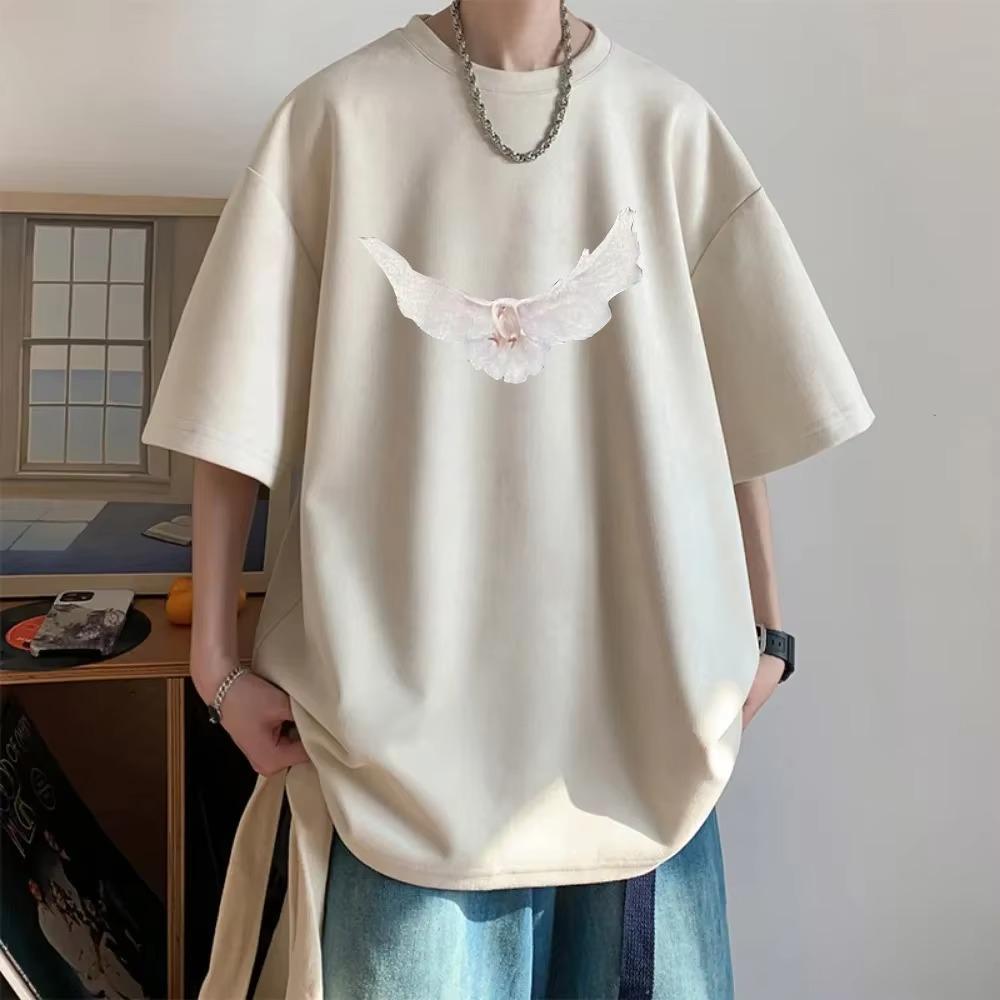 Kanye Same Brown Luxury Suede T-shirt Men's Fashion Men's Summer Pattern T-shirt Men's Clothing